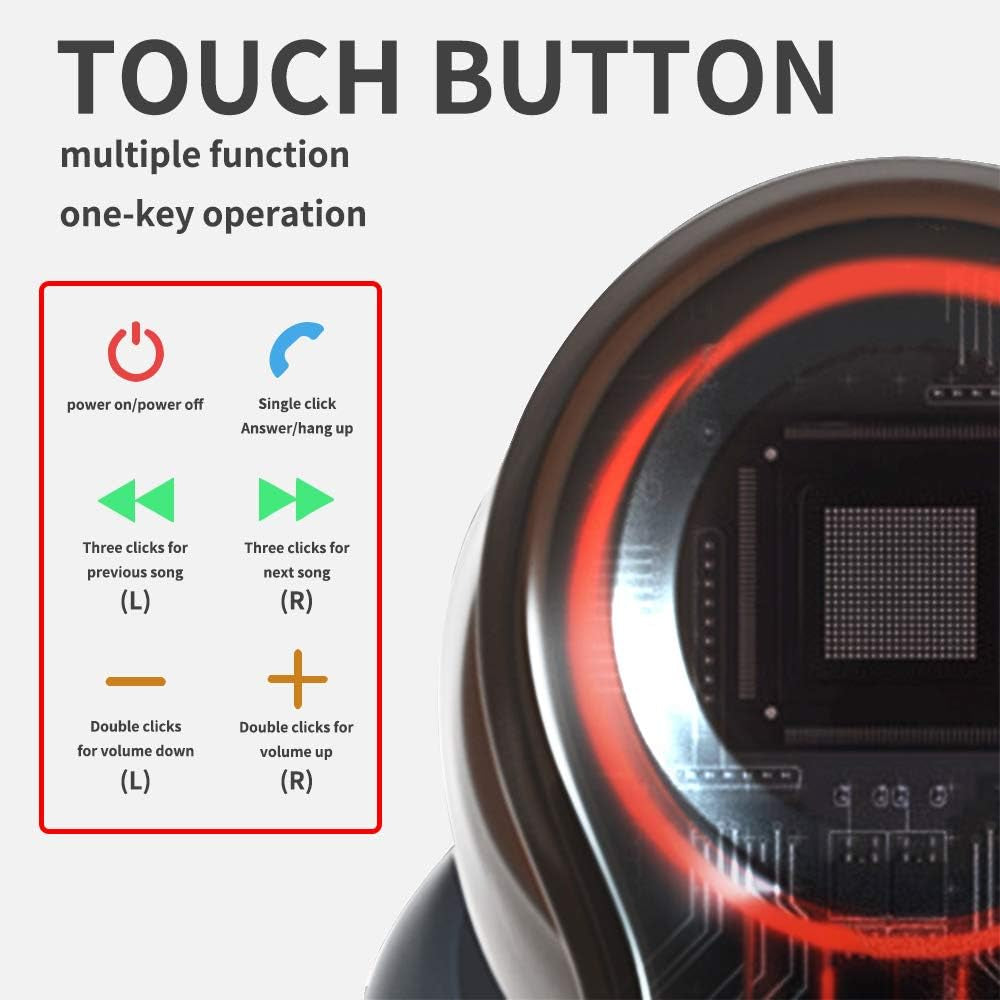 TWS Wireless Earphones for Iphone, True Wireless Bluetooth Headset Headphones, Noise Cancelling Wireless Earbuds with Microphone, In-Ear Wireless Bluetooth Earbuds of Deep Bass, K21-Black