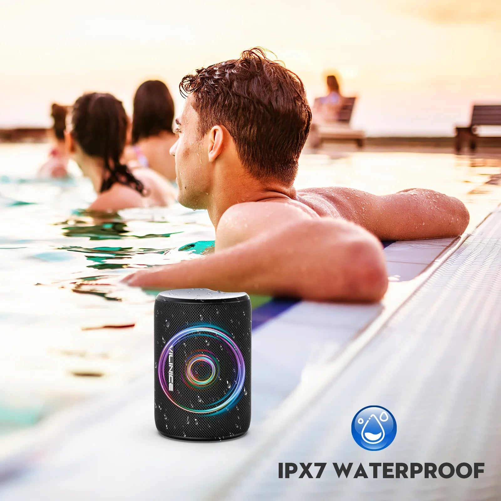 Portable Bluetooth Speaker, IPX7 Waterproof Wireless Speaker with Bluetooth 5.0, TWS Mini Speaker for Outdoor/Party/Beach/Travel/Gifts, Black