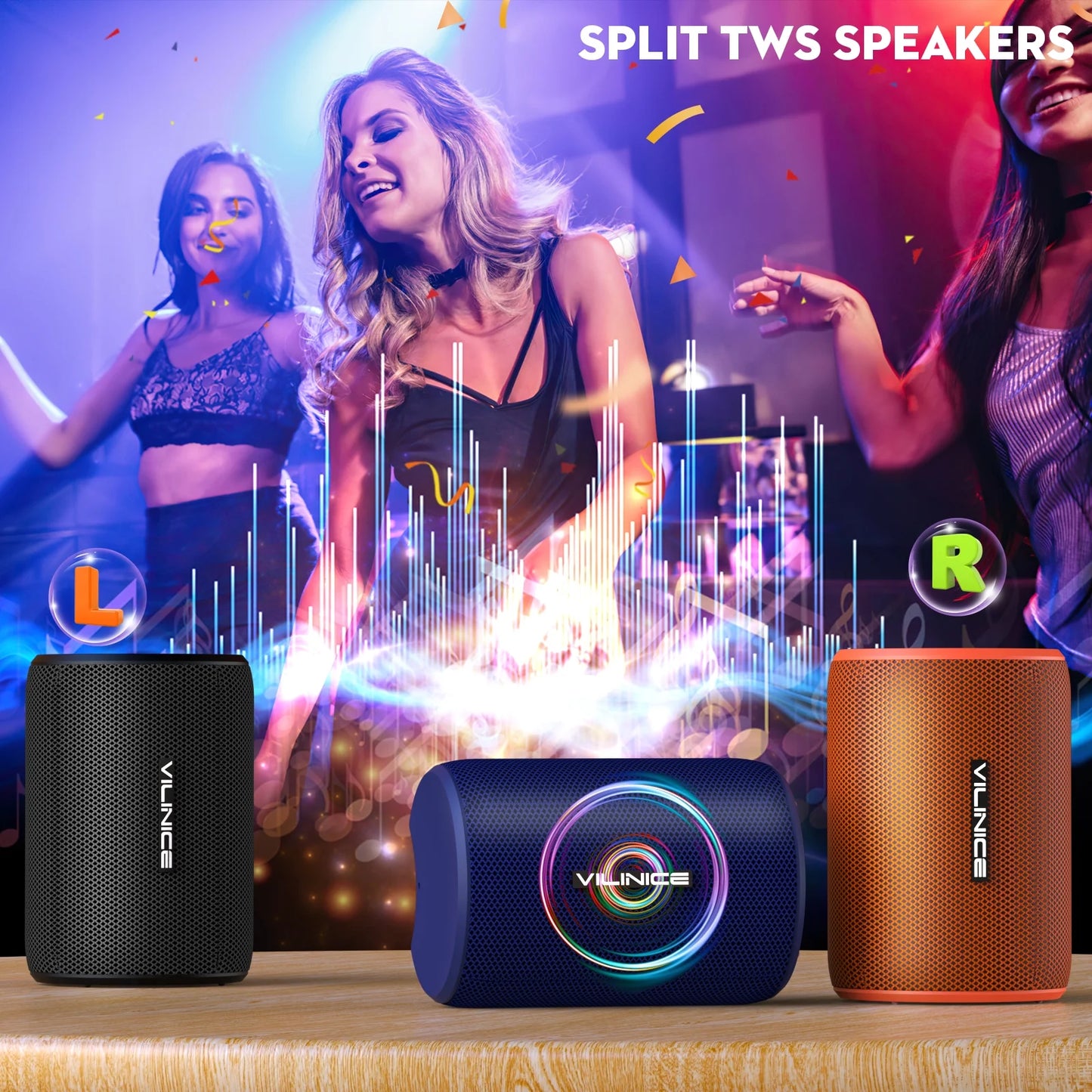 Portable Bluetooth Speaker, IPX7 Waterproof Wireless Speaker with Bluetooth 5.0, TWS Mini Speaker for Outdoor/Party/Beach/Travel/Gifts, Black